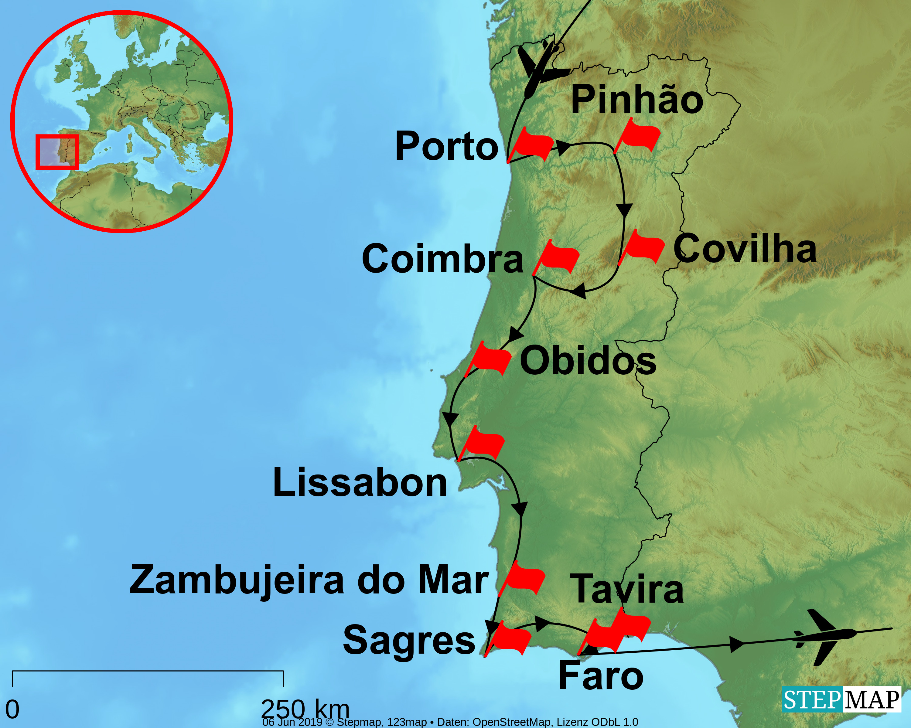 Spannende Portugal Sehenswrdigkeiten Karte Ebenbild
